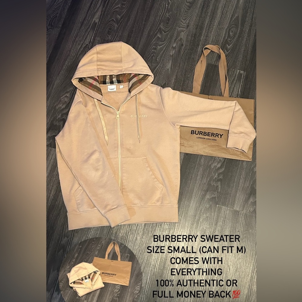 Burberry Light Tan Zip-Up Hoodie